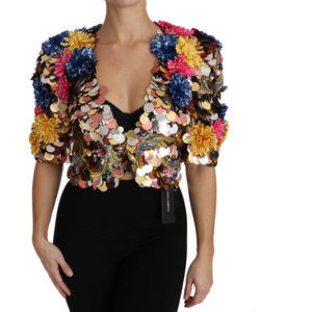 DOLCE & GABBANA Crystal Sequined Floral Jacket Coat (BEST PRICE ONLINE)
